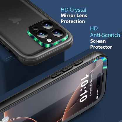 SPORTLINK for iPhone 16 Pro Max Case - IP68 Waterproof Military Protective Full Body Heavy Duty Shockproof 360 Sealed Dustproof with Camera Screen Protector Cover for i Phone 16 Pro Max 6.9" Black
