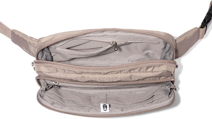 Baggallini Securtex Anti-theft Belt Bag 8.8"x5.5" Crossbody Fanny Pack for Women RFID Wallet Locking Zipper Travel Purse