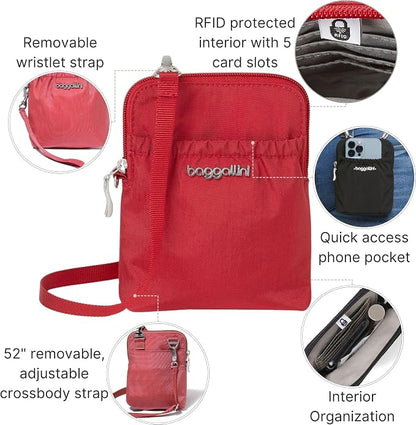 Baggallini Bryant Pouch Small Crossbody Bag for Women - Phone Purse with Crossbody Strap - Lightweight Crossbody Pouch