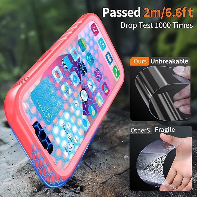 Cozycase Compatible with iPhone 14 Pro Max Waterproof Case - Full Body Shockproof Dustproof Dropproof Built in Screen Protector Rugged Waterproof Case for iPhone 14 Pro Max 6.1 Inch Pink