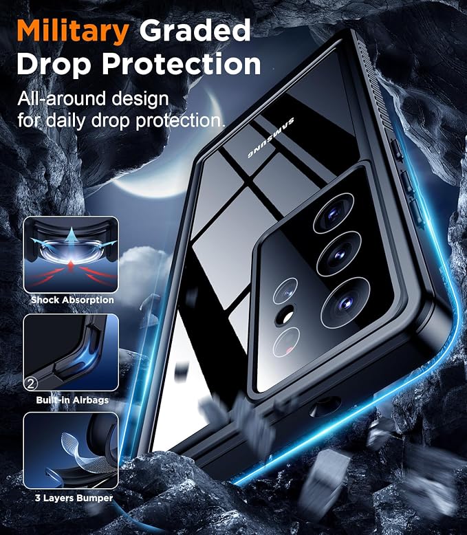 Temdan for Samsung Galaxy S23 Ultra Case Waterproof with Built-in Screen Protector 360 Full Body Shockproof Dustproof for Samsung S23 Ultra 5G Phone Case Heavy Duty Protective Purple