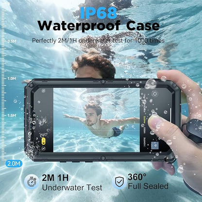 Beasyjoy for iPhone Air Case Waterproof, Heavy Duty Metal Full Body Protection, Built-in Screen Protector, Military Grade Shockproof Rugged Hard Phone Cover for iPhone 17 Air 6.5", Black