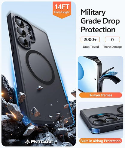 FNTCASE for Samsung Galaxy S26 Ultra Case, Compatible with Magsafe Black | Screen Protector, Full Camera Protection, Translucent Matte, 14FT Military Grade Drop Proof, Protective Phone Cover
