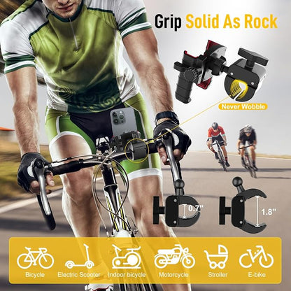 Moman Bike Phone Holder, PMS1 Universal Motorcycle Phone Mount【Unobstructed Lens】 360° Rotatable Quick Release Compatible with iPhone Samsung 4.5”-7.0” Phone, Motorcycle-Phone-Holder-Motorbike-Mount