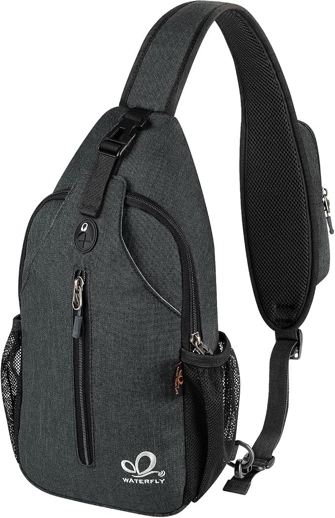 WATERFLY Crossbody Sling Backpack Sling Bag Travel Hiking Chest Bag Daypack