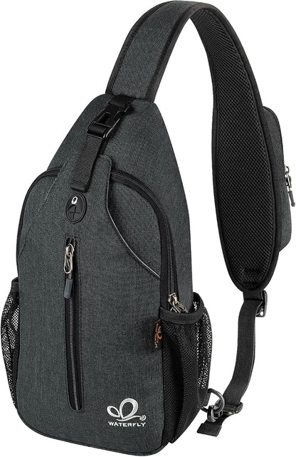 WATERFLY Crossbody Sling Backpack Sling Bag Travel Hiking Chest Bag Daypack