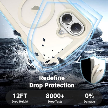 jaroco Magnetic for iPhone 16 Case, [Compatible with MagSafe][Military Grade Drop Protection][Heavy Duty Protection][Non-Slip][Shockproof] 2-Layer Durable Bumper Phone Case 6.1''-Antique White