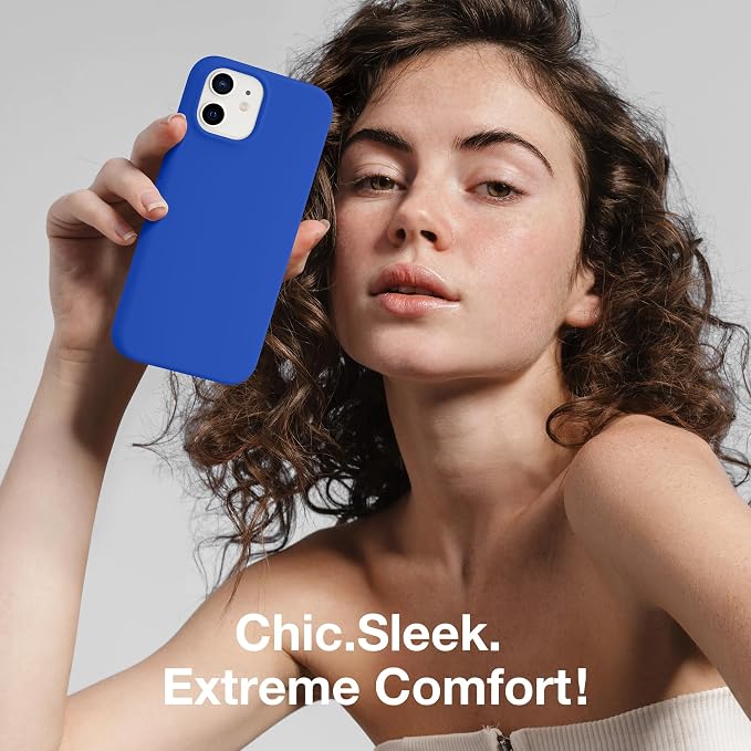 GONEZ Magnetic for iPhone 12 Case / 12 Pro Case, Compatible with MagSafe, [Screen Protector + Camera Lens Protector], Silicone Shockproof Anti-Scratch Protective Phone Case 6.1 inch, Klein Blue