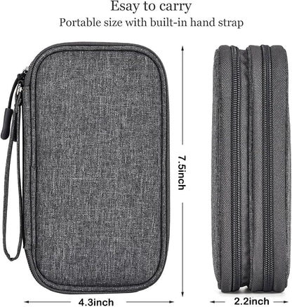 CAAORDKSO Electronics Organizer Case, Cable Organizer Bag Waterproof Electronic Accessories Carry Case with Handle for Cable, Cord, USB, Charger, Phone, Power Bank, Earphone (Dark Gray, Medium)