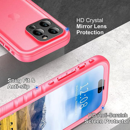 SPORTLINK Compatible with iPhone 13 Pro Waterproof Case - Built in Screen Protector Full Body Shockproof Dustproof IP68 Waterproof Case for iPhone 13 Pro 6.1 Inch Pink