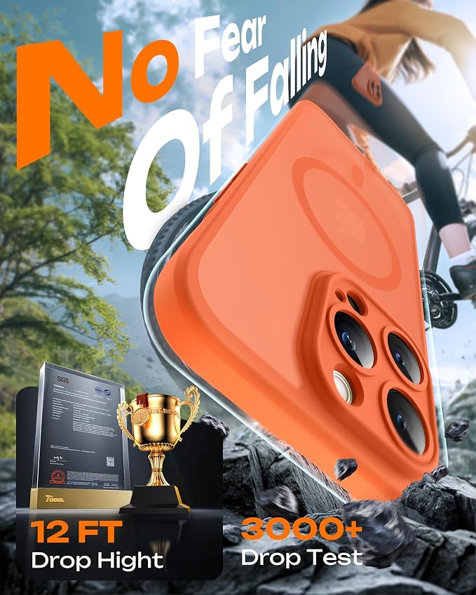 TOCOL for Phone 14 Pro Case, Compatible with Magsafe Charger, Full Camera Protection, Drop Protection, Translucent Matte Phone Case for iPhone 14 Pro 6.1 inch (Orange)