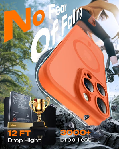 TOCOL for Phone 14 Pro Case, Compatible with Magsafe Charger, Full Camera Protection, Drop Protection, Translucent Matte Phone Case for iPhone 14 Pro 6.1 inch (Orange)