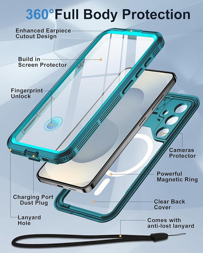 for Samsung Galaxy S25+ Plus Waterproof Case, [Fit for Magsafe] [IP68 Water Proof] [Built-in Screen Protector], Magnetic Heavy Duty Military Grade Rugged Phone Case for S 25+ Plus 6.7", Teal