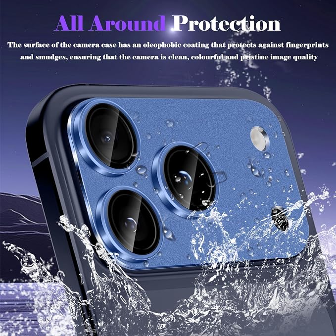 Camera Lens Protector for iPhone 17 Pro Camera Lens Protector [Strong Adsorption] [Not Easy to Break] Metal Tempered Glass Rear Camera Screen Cover - Dark Blue