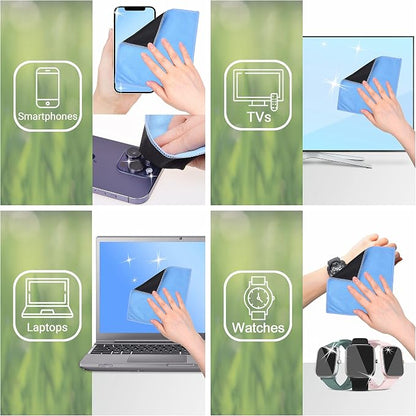 Microfiber Cleaning Cloths - 10 Pack - 6.6 x 6.2" - Double-sided Cleaning Cloths - Microfiber and Suede Cloth for Smartphones, LCD TV, Tablets, Laptop Screens, Camera Lenses and Other Surfaces