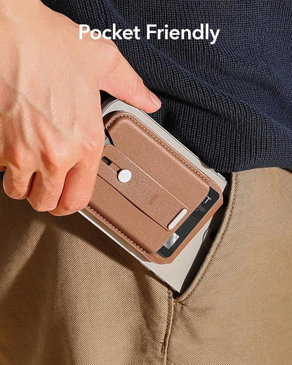 ESR for MagSafe Wallet Stand with Grip, RFID Blocking, MagSafe Ring Included, 5 Cards Holder for Phone Case, Magnetic Wallet for iPhone 17e/17/16/15/14/13/12 (Not for mini), Selected Samsung, Brown