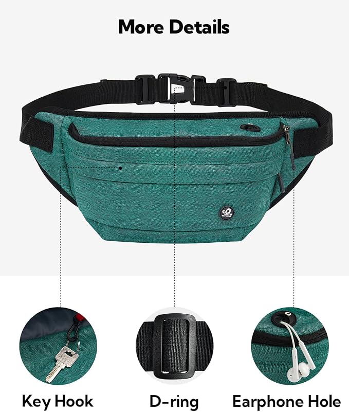 WATERFLY Running Belt Fanny Pack: Runner Marathon Jogging Waist Pack Sport Workout Exercise Fitness Phone Holder Belt for Men Women Jogger Slim Waistband Black
