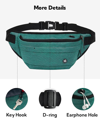 WATERFLY Running Belt Fanny Pack: Runner Marathon Jogging Waist Pack Sport Workout Exercise Fitness Phone Holder Belt for Men Women Jogger Slim Waistband Black