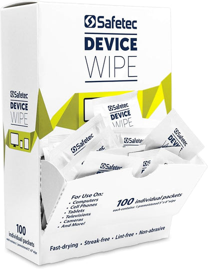 Safetec Device Wipes for Cellphones, Tablets & Screens (4 Pack of 100ct Wipes - 400 Cleaning Cloths)