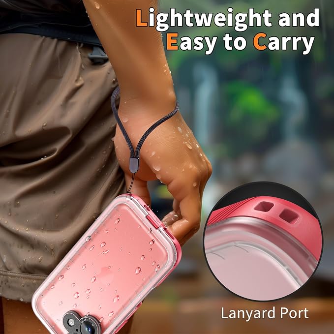 Cozycase for iPhone 16 Case Waterproof - 360 Heavy Duty with Screen/Camera Protector Shockproof IP68 Underwater Dustproof Water Dust Shock Proof Full Body/Front and Back Case Pink/Frosted Clear