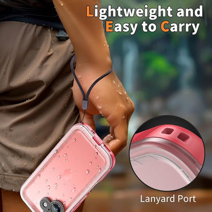 Cozycase for iPhone 16 Case Waterproof - 360 Heavy Duty with Screen/Camera Protector Shockproof IP68 Underwater Dustproof Water Dust Shock Proof Full Body/Front and Back Case Pink/Frosted Clear