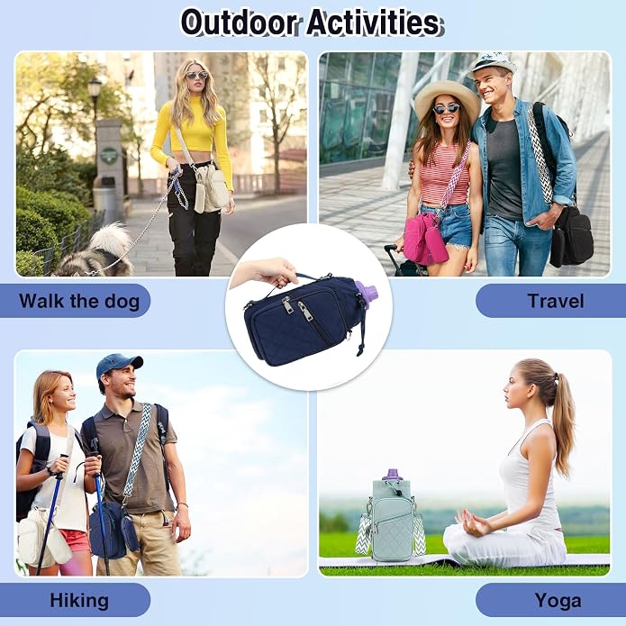 AGLOD Water Bottle Carrier Bag with Strap, Water Bottle Holder Crossbody Bags for Women Men for Walking, Hiking,Cycling