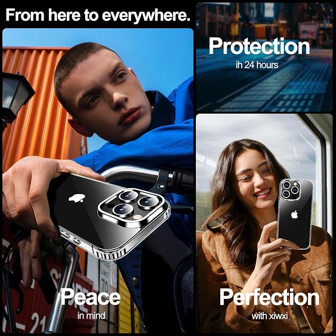 xiwxi for iPhone 16 Pro Max Case,with Screen Protector+Camera Lens Protector,Non-Yellowing,Military-Grade Drop Protection,Perfect Handfeel,Shockproof Bumper,Clear Slim Phone Case-6.9 inch
