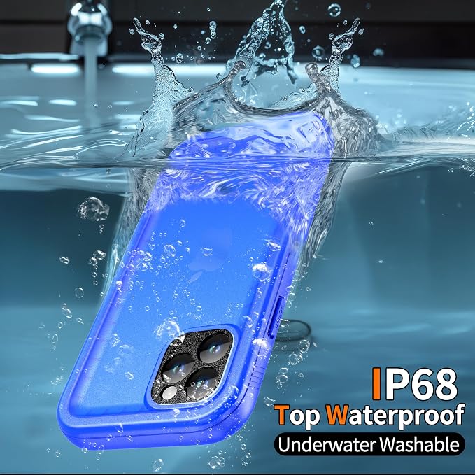 Cozycase Compatible with iPhone 12 Pro Max Waterproof Case - Full Body Rugged Dustproof Shockproof Cover Bumper Case with Built-in Screen Protector for iPhone 12 Pro Max 6.7 inch 2020 (Blue)