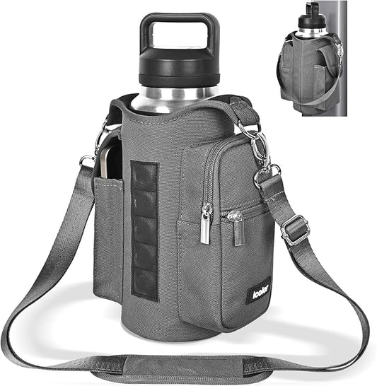 icolor Magnetic Gym Bag Water Bottle Carrier Holder with Phone Pockets & Shoulder Strap,Gym Magnetic Bag 5 Built-in Magnets Gym Accessories Organizer Sling Bottle Bag Pouch Sleeve