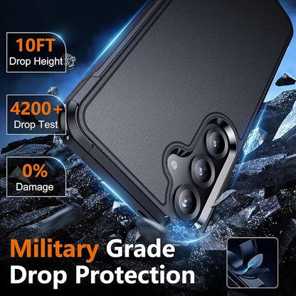 SPIDERCASE Designed for Samsung Galaxy S25 Plus Case, [10 FT Military Grade Drop Protection],2 Pack [Tempered Glass Screen Protector+Camera Lens Protector] Heavy Duty Shockproof Case,Black
