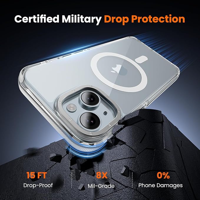 3 in 1 for iPhone 15 Plus Case Clear with MagSafe, Yellowing-Resistant Acrylic Back, Shockproof Guard Corners, Military-Grade Protection for iPhone 15 Plus Phone Case 6.7 inch Clear Bumper