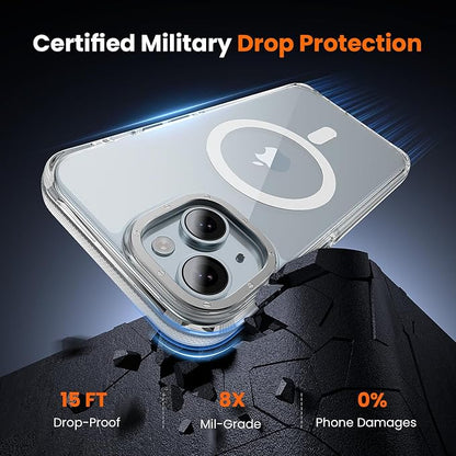 3 in 1 for iPhone 15 Plus Case Clear with MagSafe, Yellowing-Resistant Acrylic Back, Shockproof Guard Corners, Military-Grade Protection for iPhone 15 Plus Phone Case 6.7 inch Clear Bumper