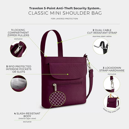 Travelon Anti-Theft Classic Mini Shoulder Bag