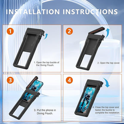 GOLDJU Waterproof Phone Case, Underwater Diving Phone Case for Snorkeling,IPX8 Waterproof Phone Pouch with Lanyard for Apple iPhone,Samsung,and up to 7.0",Beach Cruise Ship Travel Essentials - Black