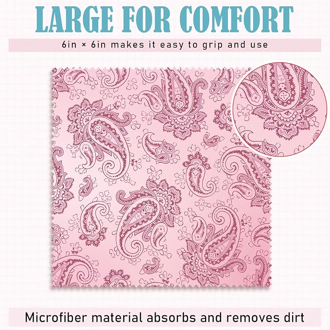 Sinmoe 20 Pcs Microfiber Cleaning Cloth Cute Paisley Waves Design Microfiber Soft Multicolor Glasses Cleaner Cloth for Eyeglasses Camera Lens Cell Phone Screens Glasses, 6 x 6 Inches
