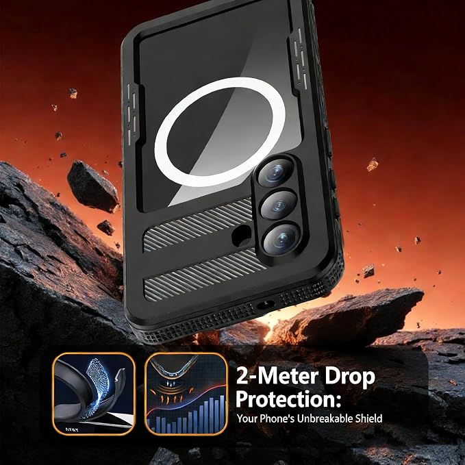 for Samsung Galaxy S26 Waterproof Case, Military-Grade Full Body Defense: IP68 Underwater Protection, Built-in Screen Protector & Camera Lens Cover, 10FT Waterproof Shockproof Dustproof. Black