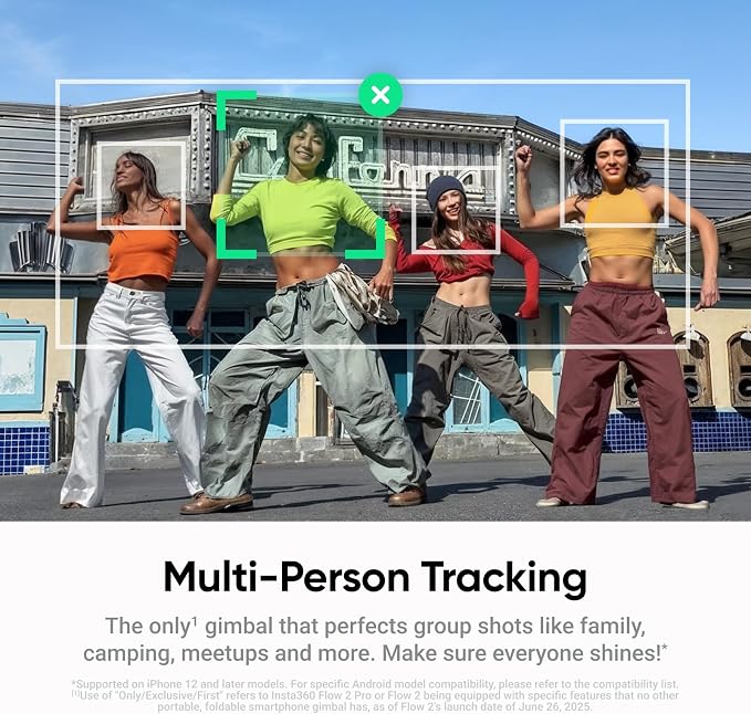 Insta360 Flow 2 Plus AI Tracker Bundle White - Foldable Phone Gimbal, AI Tracking with Any App, Multi-Person Tracking, Built-in Tripod/Selfie Stick, Remote Control, Smartphone Stabilizer, Travel