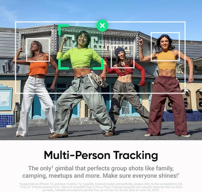 Insta360 Flow 2 Plus AI Tracker Bundle White - Foldable Phone Gimbal, AI Tracking with Any App, Multi-Person Tracking, Built-in Tripod/Selfie Stick, Remote Control, Smartphone Stabilizer, Travel