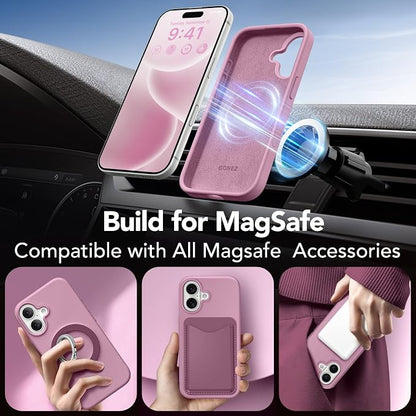 GONEZ Magnetic for iPhone 17 Case, Compatible with MagSafe, [Screen Protector + Camera Lens Protector], Liquid Silicone Anti-Scratch Shockproof Protective Phone Case 6.3 inch, Blackcurrant