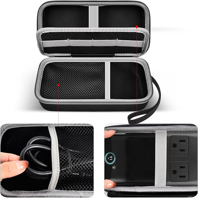 Comecase Travel Case for Anker 727/ Prime 6-in-1 USB C Charging Station | Hard Shell, Mesh Pocket and Elastic Cable Slots for Travelers, Business Trips, Camping and Remote Work, Box Only - Black