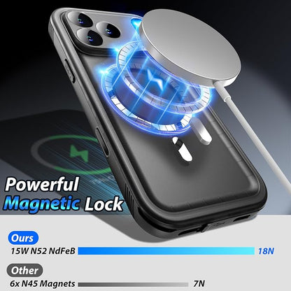 SPORTLINK for iPhone 17 Pro Max Case, IP68 Waterproof Military Protective Full Body Heavy Duty Shockproof 360 Sealed Dustproof with Camera Screen Protector Cover for i Phone 17 Pro Max 6.9" M/Black