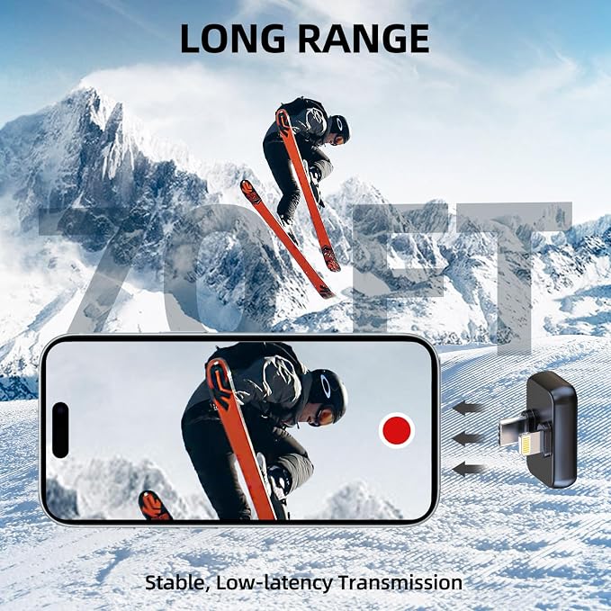Wireless Lavalier Microphone for iPhone iPad Android - Clip On Mic with Charging Case, 24H Battery Life, Noise Reduction, Lapel Microphone for Video Recording