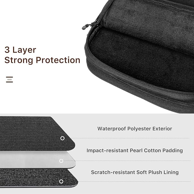 Dadanism Electronics Travel Organizer Case, Double Layers Cord Organizer | Travel All-in-One Storage Bag for Cable, Cord, iPad, Chargers, fits 9-11'' Tablets, Portable Tech Accessories Bag, Black