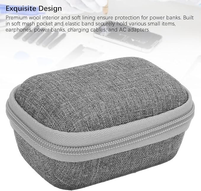FOSA Power Bank Carrying Case, Battery Pack Storage Bag Soft Lining for Portable Charger (Gray)