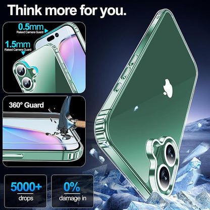 xiwxi for iPhone 16 Plus Case,with Screen Protector+Camera Lens Protector,Non-Yellowing,Military-Grade Drop Protection,Perfect Handfeel,Shockproof Bumper,Clear Slim Phone Case-6.7 inch