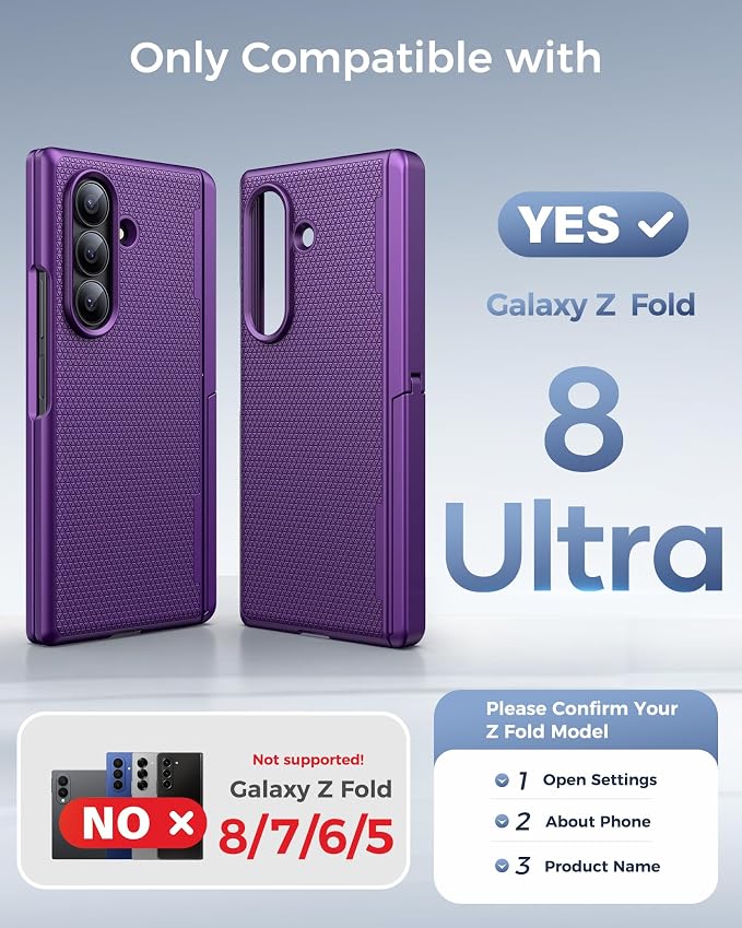 SSLOTSCASE Magnetic for Samsung Galaxy Z Fold 8 Ultra Case, Dark Purple | Stand, Supports Wireless Charging, Hinge Protection, Screen Protector, Raised Edges Protect Lens, Hard Shockproof Phone Cover
