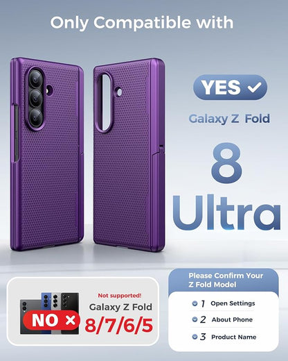 SSLOTSCASE Magnetic for Samsung Galaxy Z Fold 8 Ultra Case, Dark Purple | Stand, Supports Wireless Charging, Hinge Protection, Screen Protector, Raised Edges Protect Lens, Hard Shockproof Phone Cover