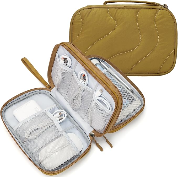 Skycase Tech Pouch - Lightweight Electronics Organizer Travel Case, Double Layers Travel Cable Organizer, All-in-One Storage Bag for Charger, Cord, Phone, Flash Drive, Accessories - XL