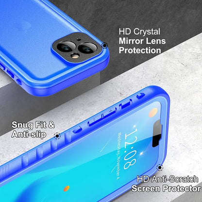 SPORTLINK Design for iPhone 14 Waterproof Case - Shockproof Dustproof Phone Case with Screen Protector for iPhone 14, Full Body Protective Case for iPhone 14 Cover 6.1'' Blue