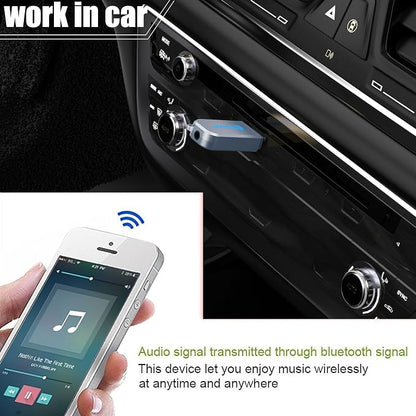 USB Bluetooth Car Kit [Stronger Mics& Noise Cancellation] &[Plug-and-Play] Bluetooth 5.3 Receiver Adapter for Car Music/Hands-Free Calls/Stereo Audio,(H222) Grey